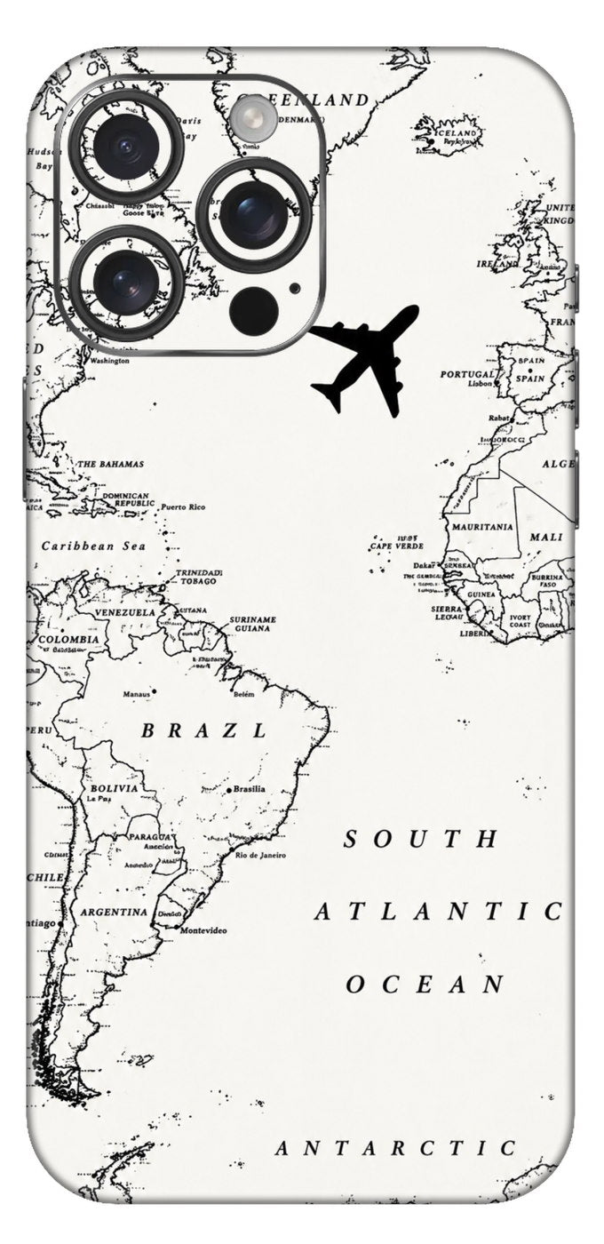 Atlantic Map With Airplane Mobile Skin