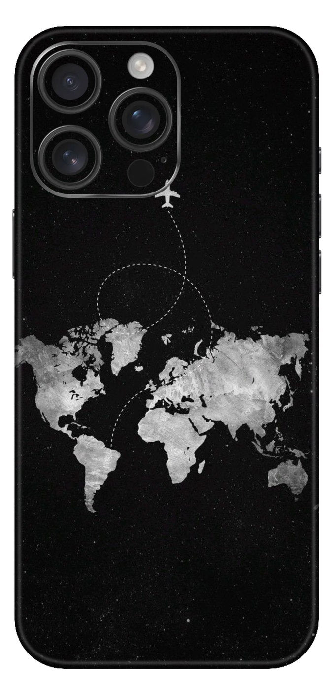 Black World Map Mobile Skin