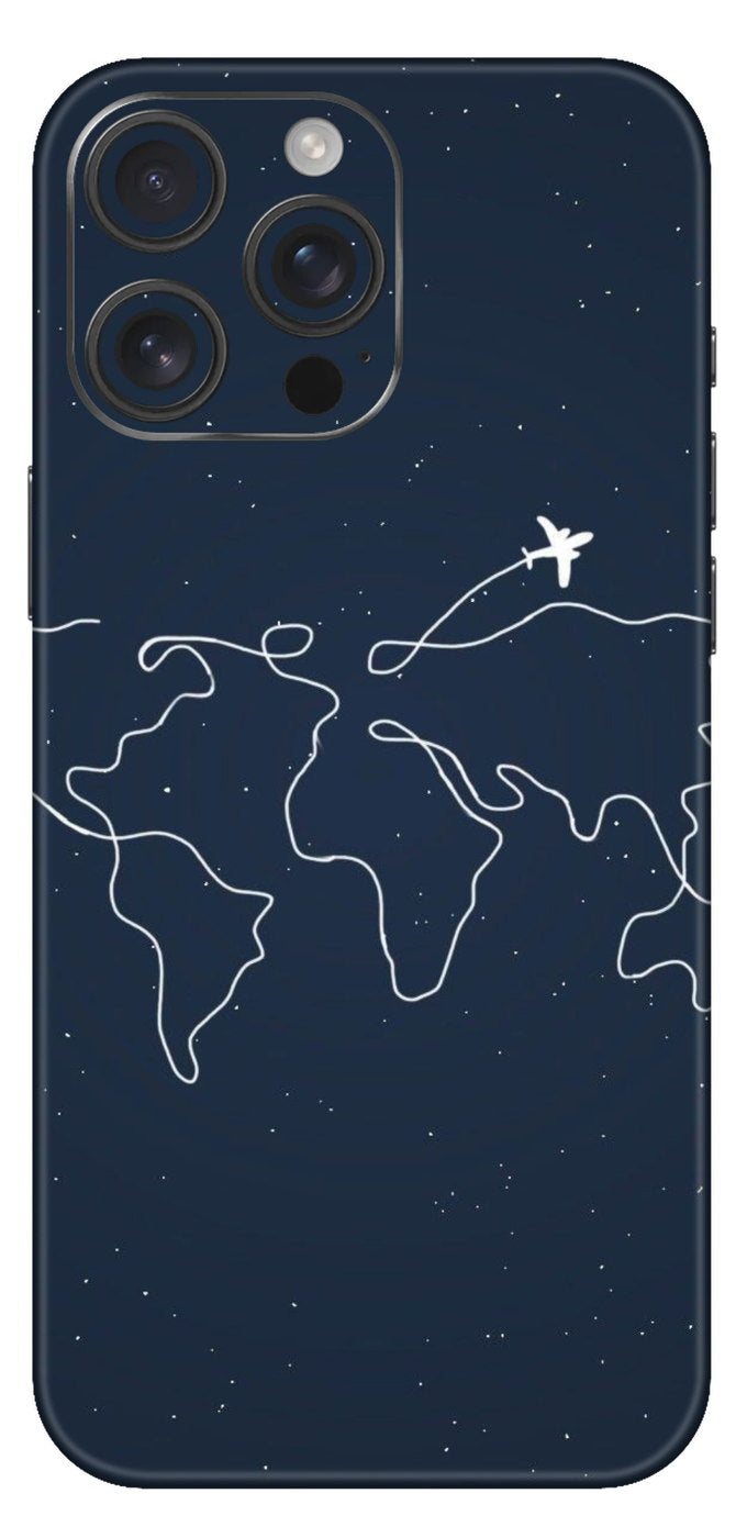 Blue World Map Mobile Skin