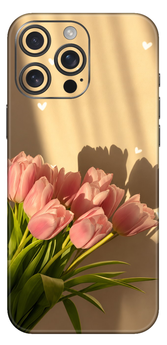 Golden Sunlit Pink Tulip Mobile Skin