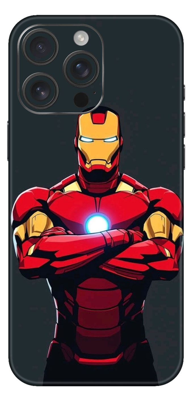 Iron Man With Grey Background Mobile Skin