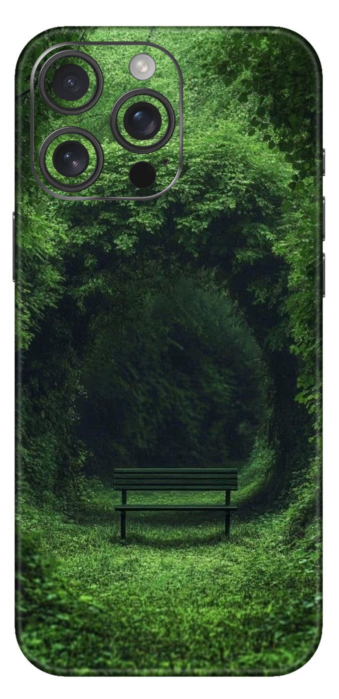 Lone Bench In Forest Mobile Skin