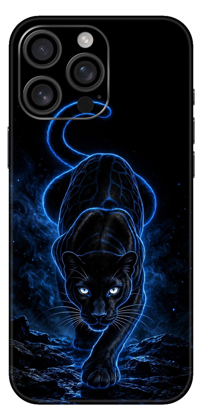 Neon Blue Panther In The Void Mobile Skin