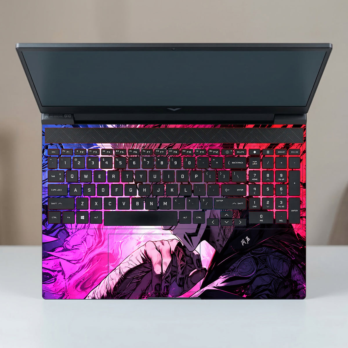 Neon Cursed Aura Anime Portrait Laptop Skin