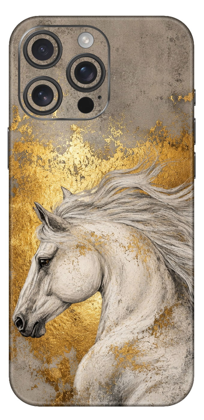 Regal Horse On Golden Leaf Mobile Skin