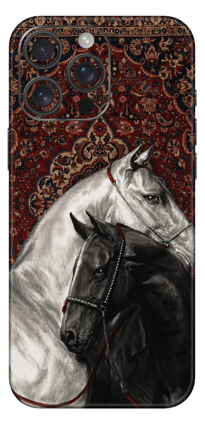 Regal Horses On A Persian Rug Mobile Skin