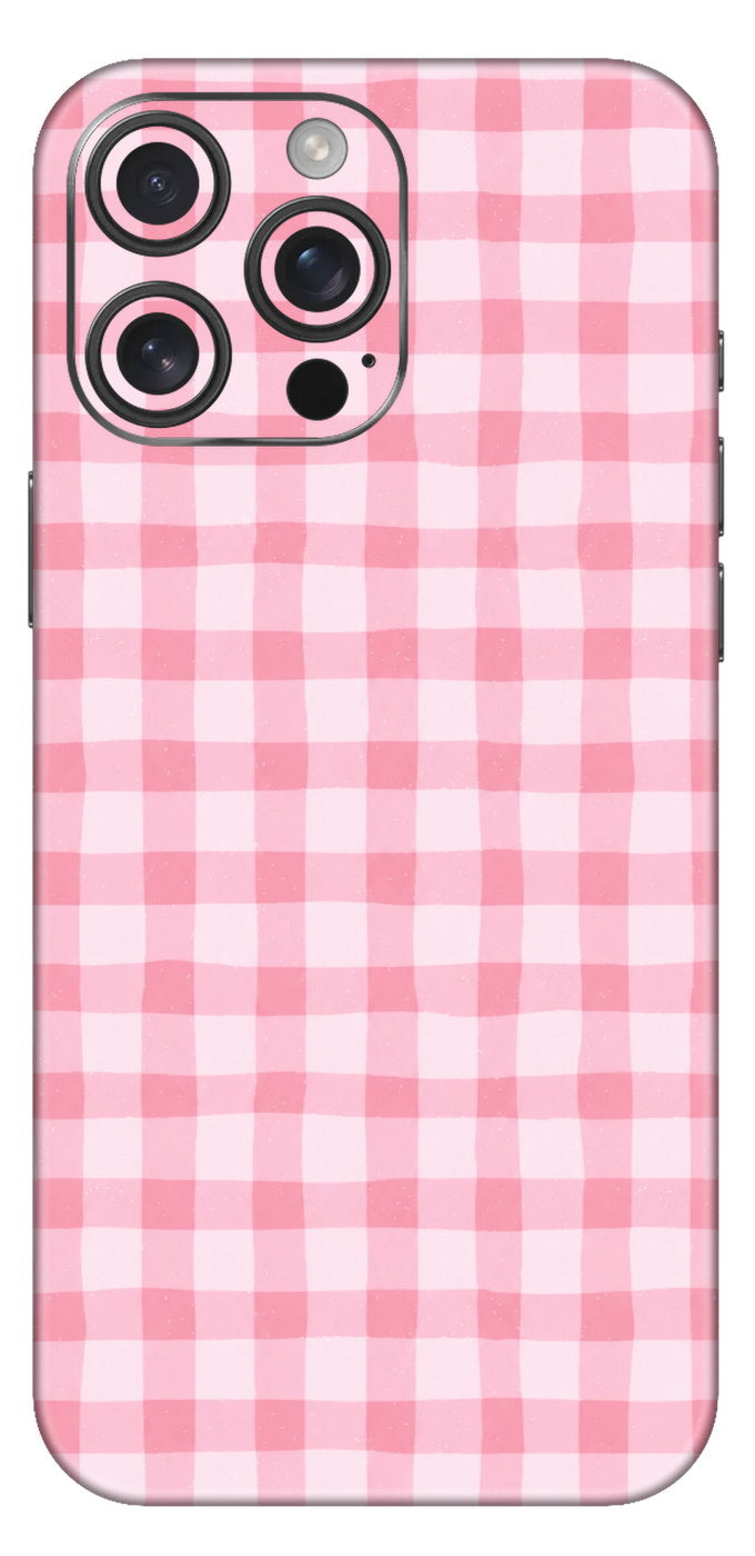 Soft Pink Gingham Texture Mobile Skin