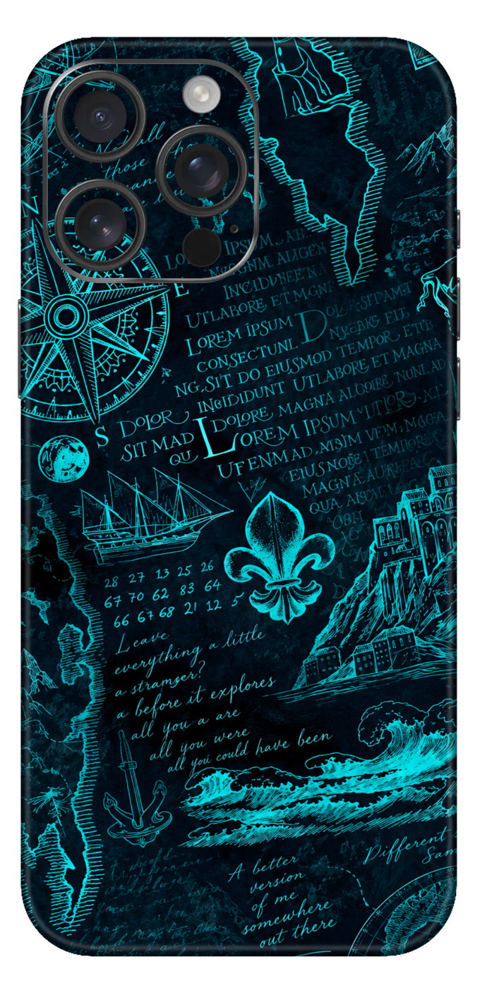 Teal Mystical Explorers Map Mobile Skin