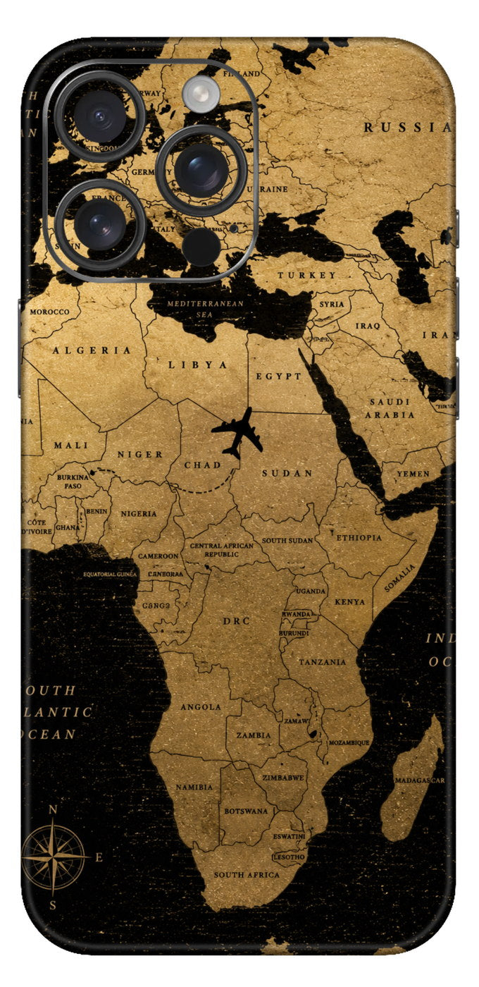Vintage Sepia World Map Poster Mobile Skin