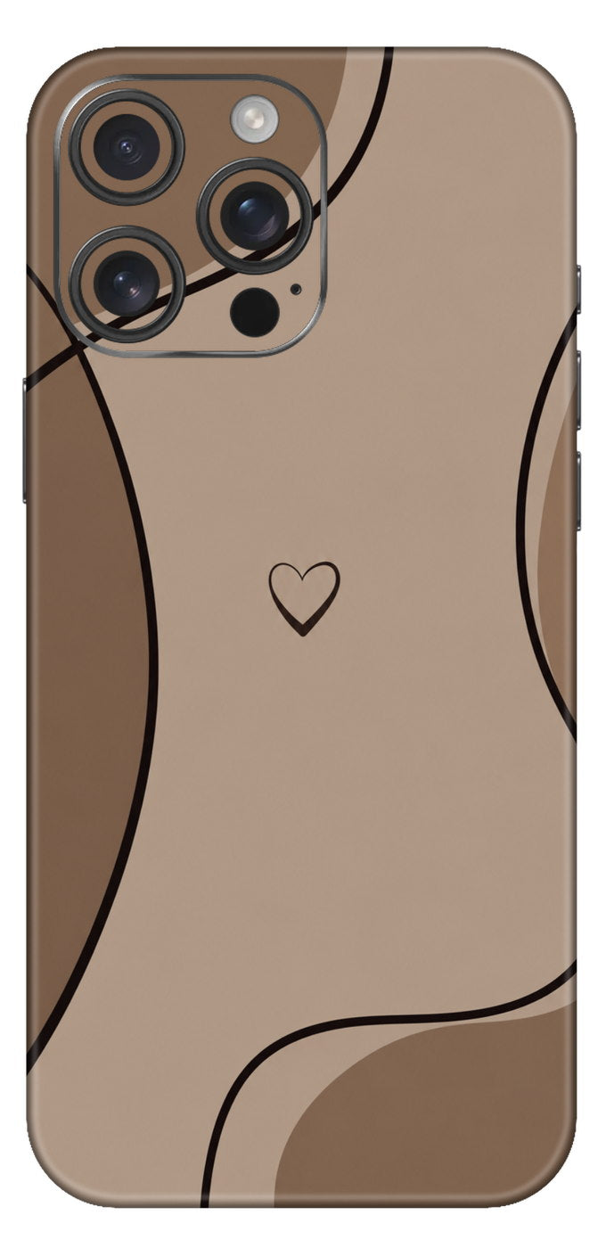 Warm Taupe Waves With Heart Mobile Skin