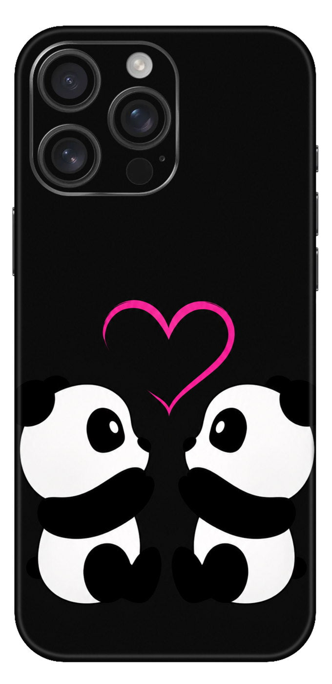 Adorable Panda With Pink Heart Mobile Skin