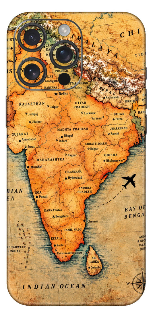 Antique Illustrated Map Of India Mobile Skin