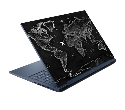 Black And White World Map Laptop Skin