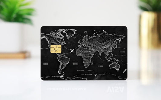 Black And White World Map Card Skin