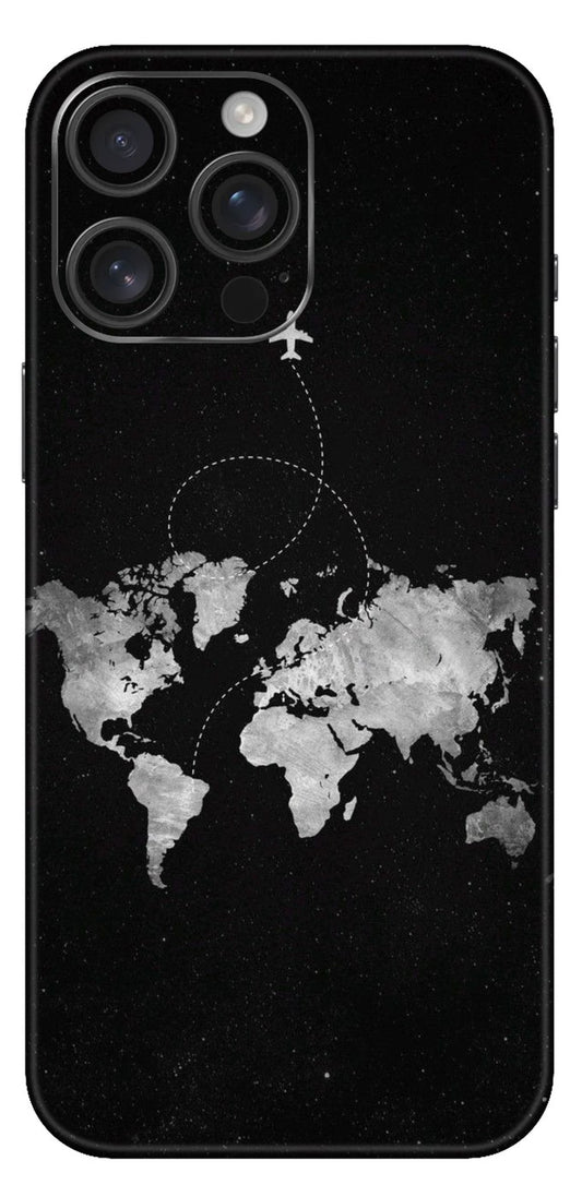 Black World Map Mobile Skin