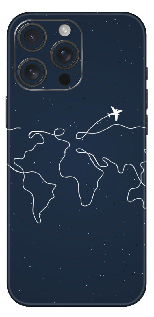 Blue World Map Mobile Skin