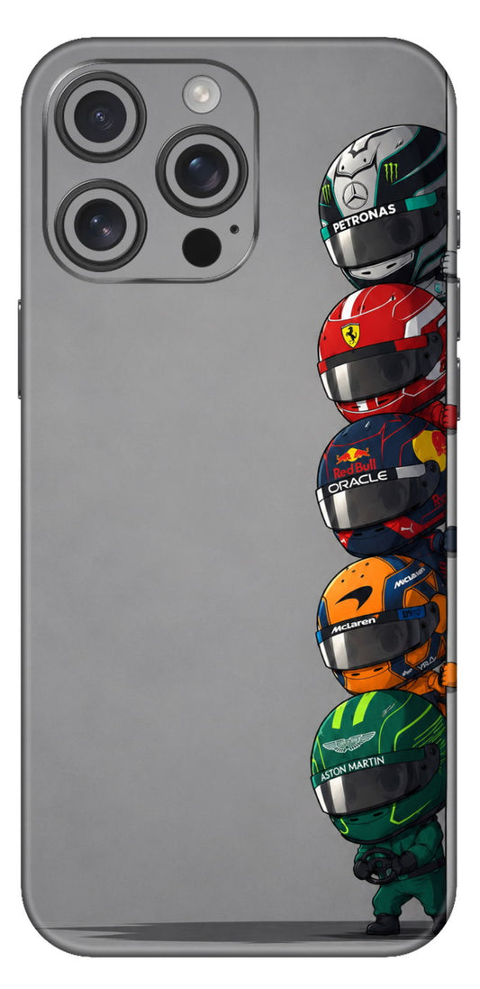 Chibi F One Drivers Peeking Around Wall Mobile Skin