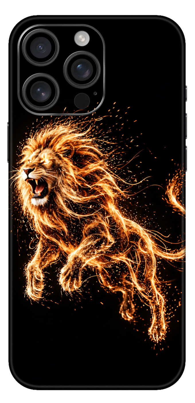 Fiery Roaring Lion In Motion Mobile Skin