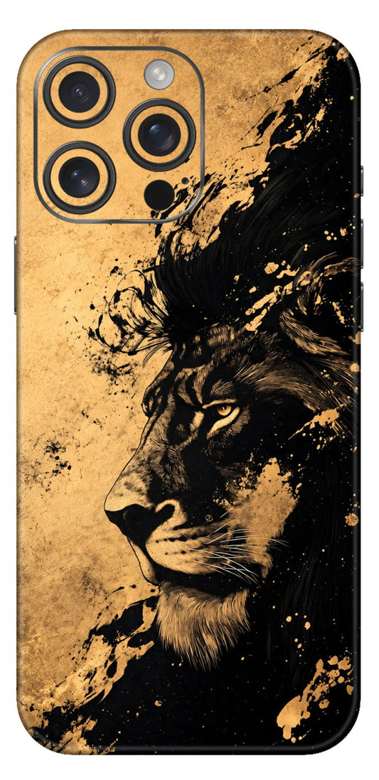 Golden Ink Lion Portrait Mobile Skin