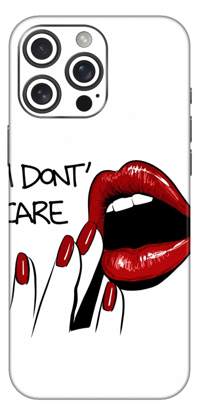 I Dont Care Glossy Red Lips Mobile Skin