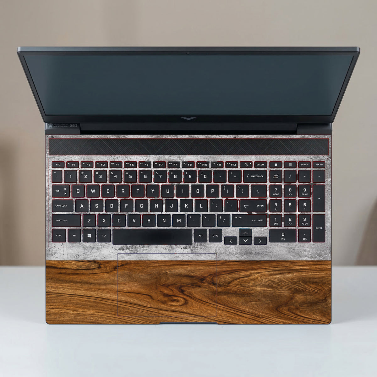 Industrial Concrete And Wood Logo Backdrop Laptop Skin