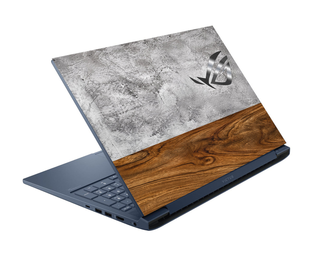 Industrial Concrete And Wood Logo Backdrop Laptop Skin