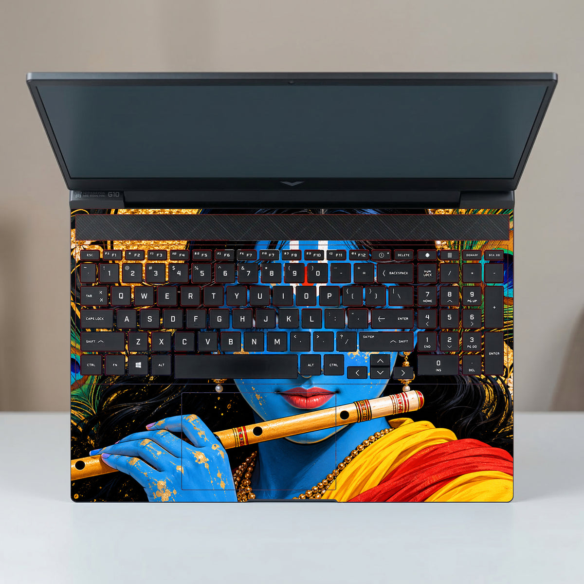 Krishna Inspired Flute Portrait Laptop Skin