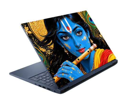 Krishna Inspired Flute Portrait Laptop Skin