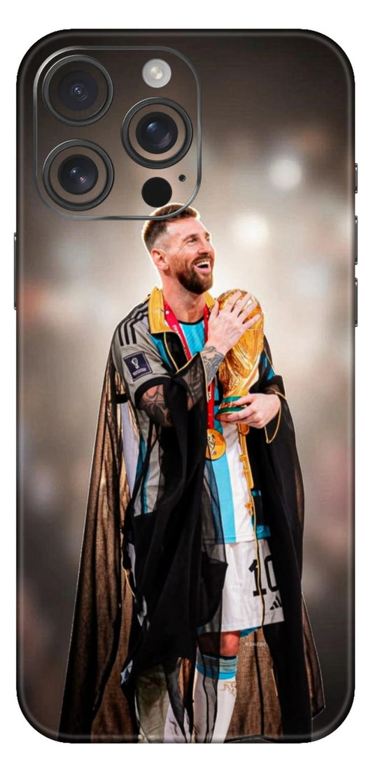 Lionel Messi With World Cup Trophy Mobile Skin