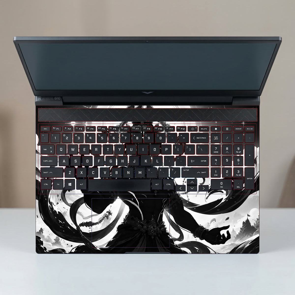 Monochrome Celestial Deity In Ink Laptop Skin
