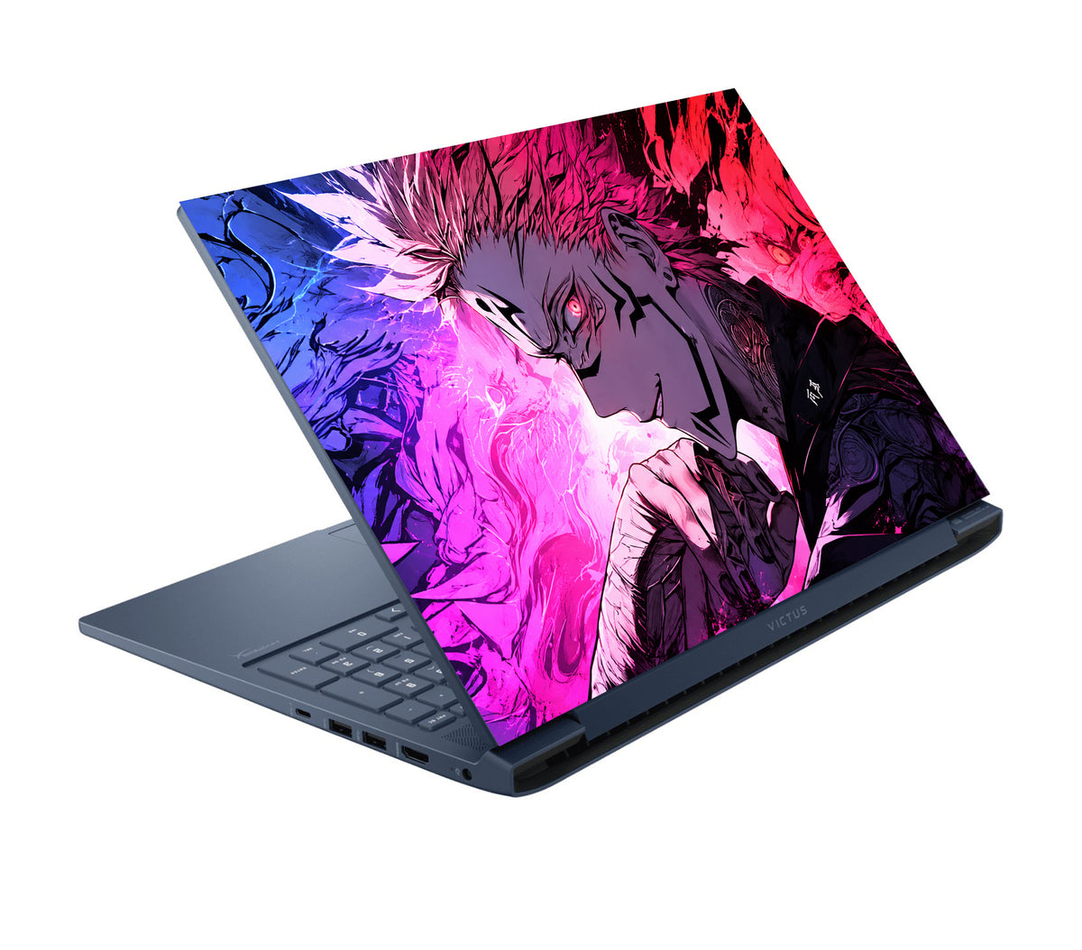 Neon Cursed Aura Anime Portrait Laptop Skin