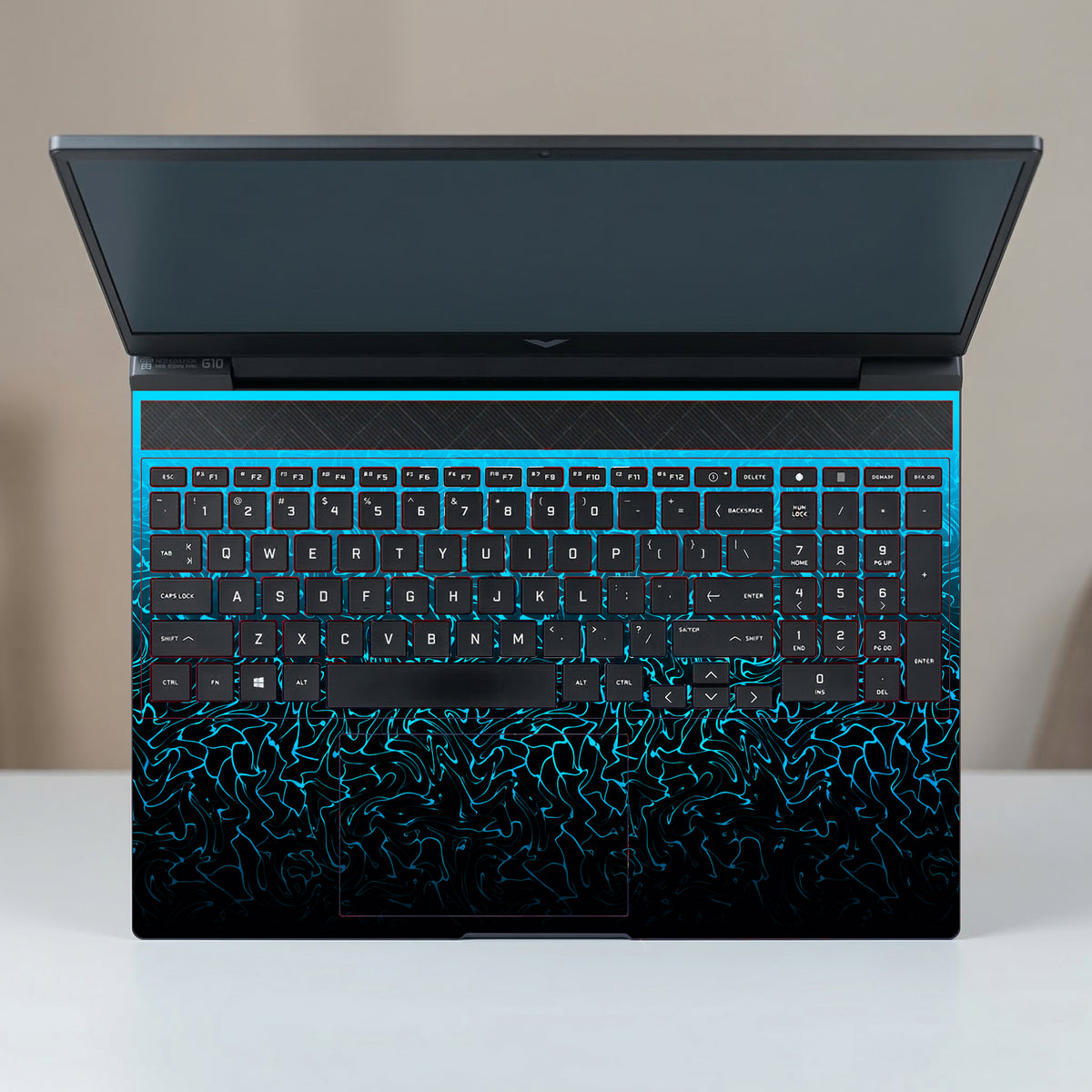 Neon Cyan Fluid Contours Laptop Skin