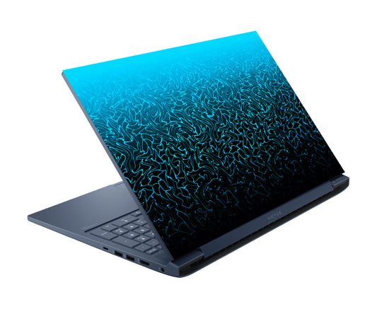 Neon Cyan Fluid Contours Laptop Skin