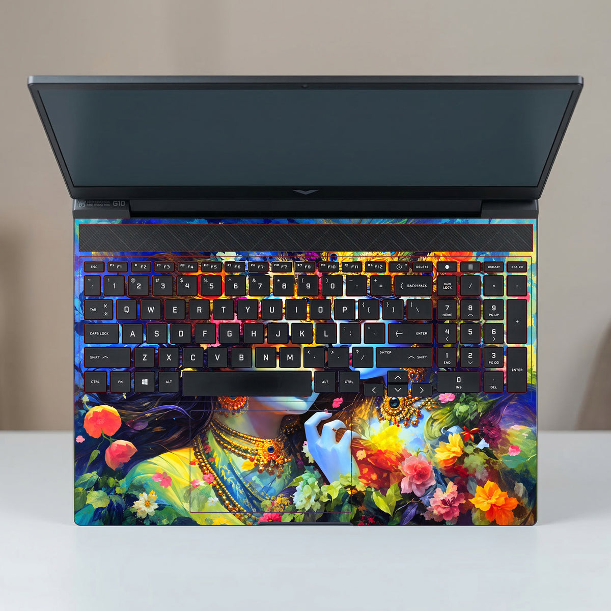Radha Krishna In A Floral Dreamscape Laptop Skin