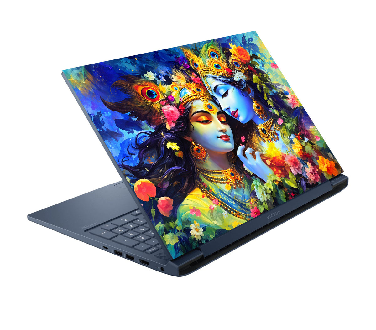 Radha Krishna In A Floral Dreamscape Laptop Skin