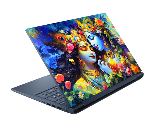 Radha Krishna In A Floral Dreamscape Laptop Skin