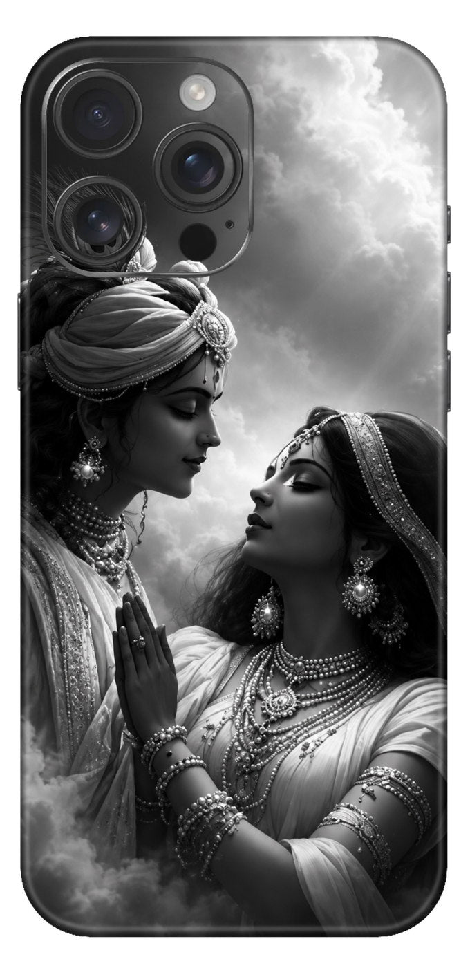 Radha Krishna Black And White Mobile Skin