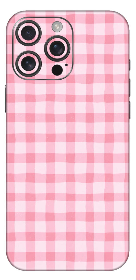 Soft Pink Gingham Texture Mobile Skin