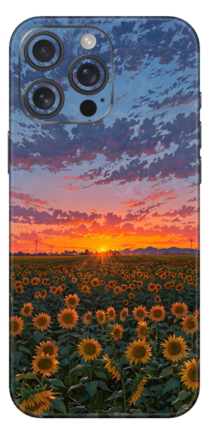 Sunset And Sunflowers Mobile Skin