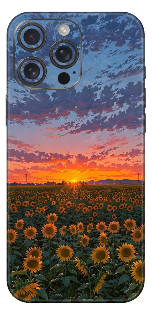 Sunset And Sunflowers Mobile Skin