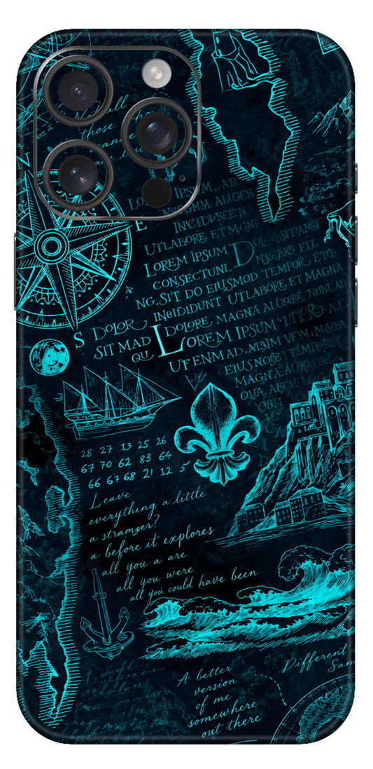 Teal Mystical Explorers Map Mobile Skin
