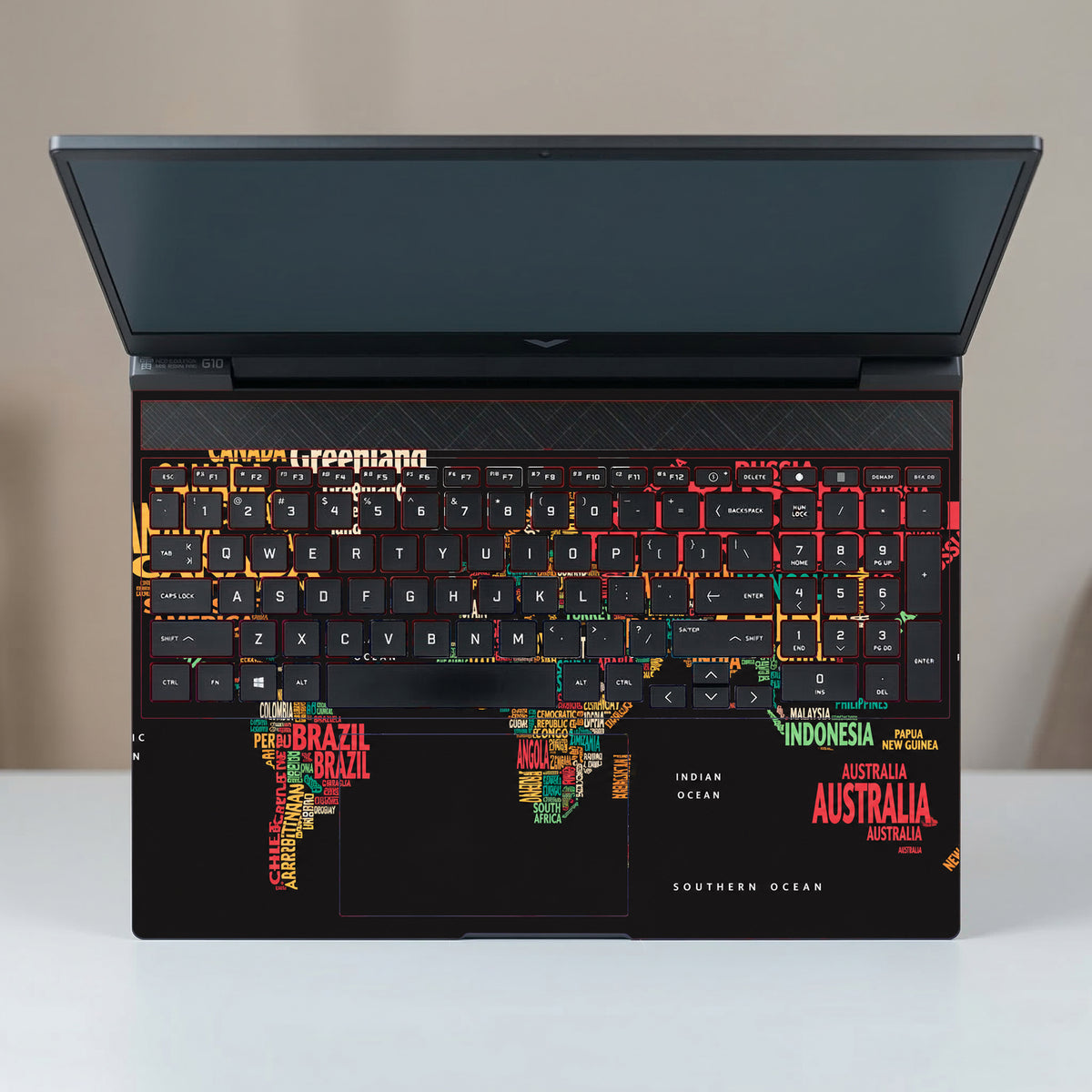 Typographic World Map Poster Laptop Skin