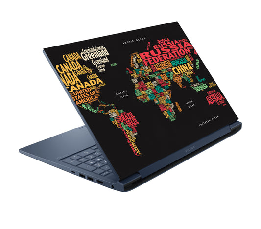 Typographic World Map Poster Laptop Skin