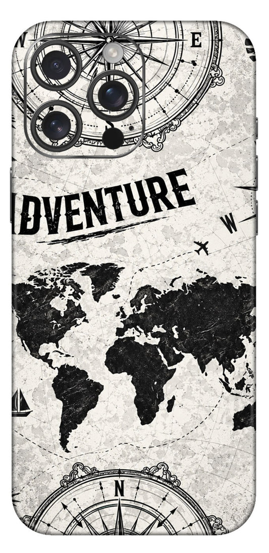 Vintage Adventure Compass Map Poster Mobile Skin