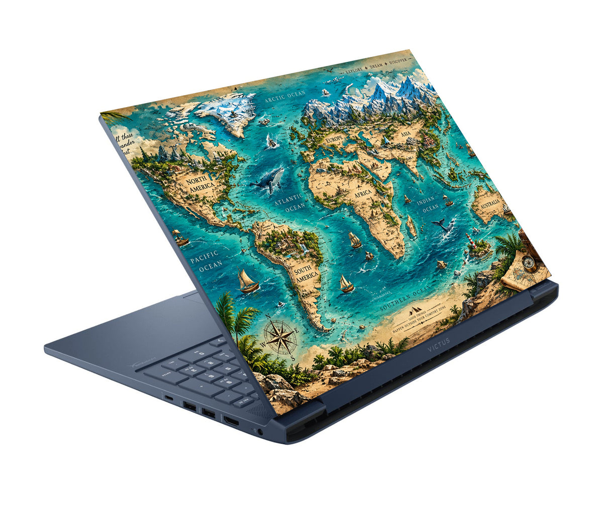 Vintage Fantasy World Map Adventure Laptop Skin