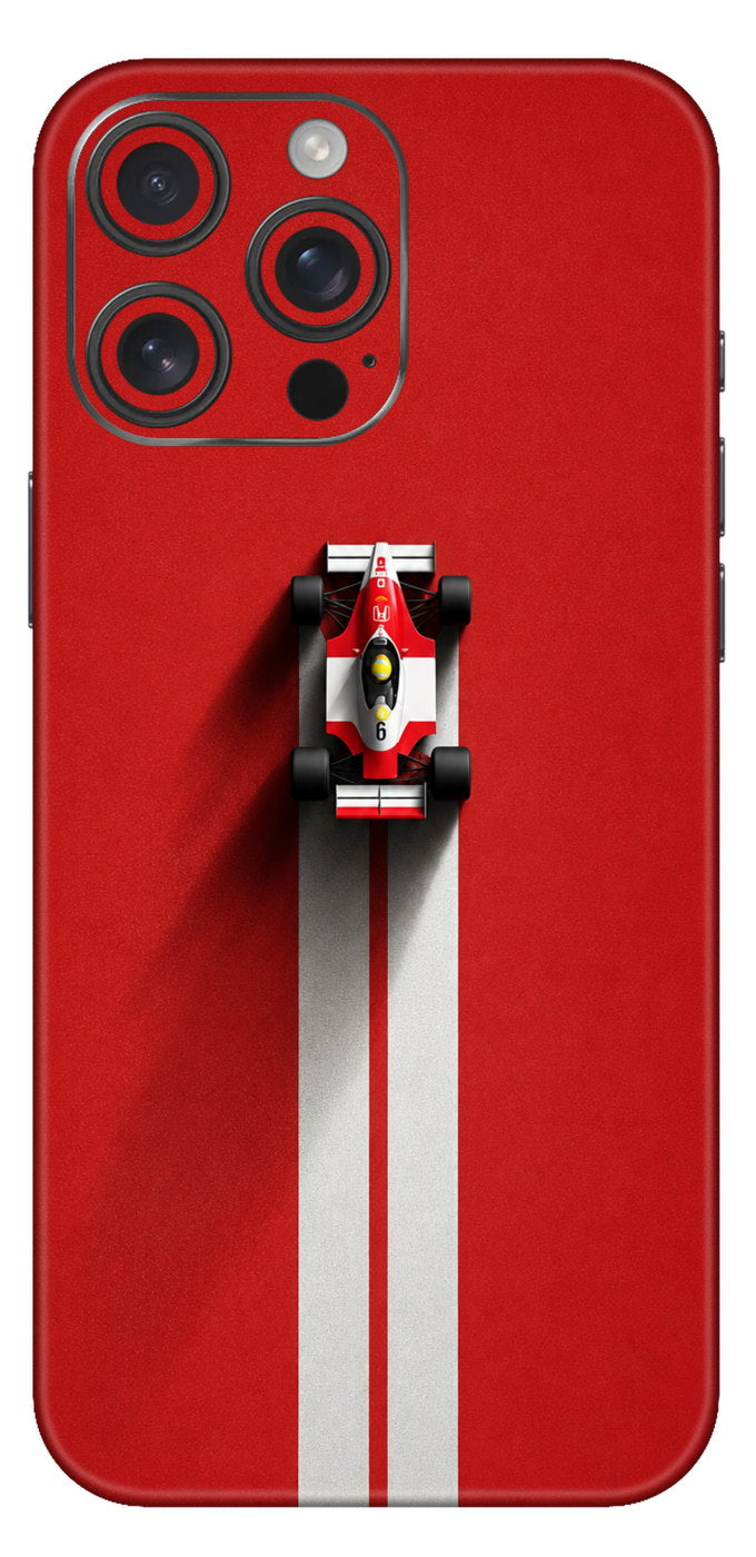 Vintage Formula One Car On Red Track Mobile Skin