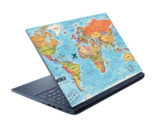 Vintage World Map Travel Poster Laptop Skin