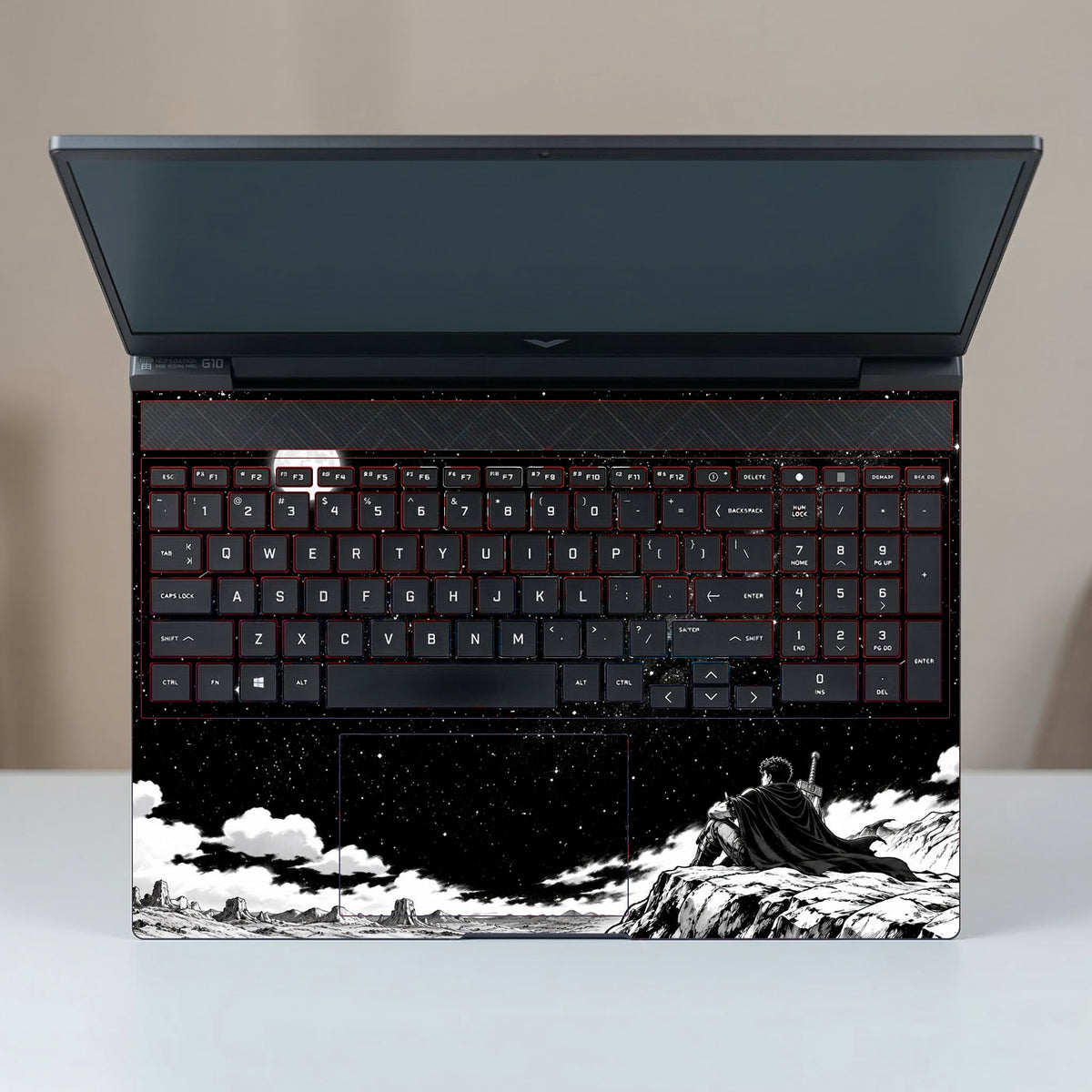 Warrior Beneath The Moonlit Cosmos Laptop Skin