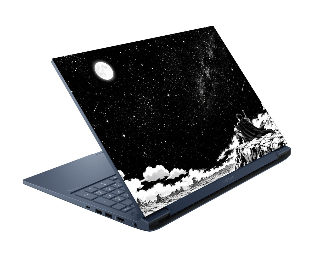 Warrior Beneath The Moonlit Cosmos Laptop Skin