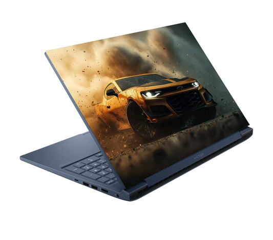 Yellow Car Drifting Laptop Skin